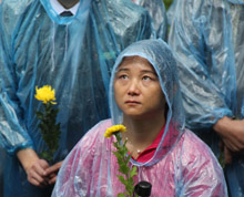 纪念中国抗日战争暨世界反法西斯战争胜利70周年活动，南桥机工纪念碑前拍摄”