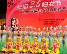 巾帼建新功，共筑中国梦。2015年3月，省人大常委会机关组队参加云南少数民族健身操比赛。参赛的傣族舞蹈，以甜美的微笑、柔和的肢体、优美的舞姿赢得了“云南少数民族健身操比赛三等奖”的荣誉，充分展示了机关干部职工的风采。(和玉林）”